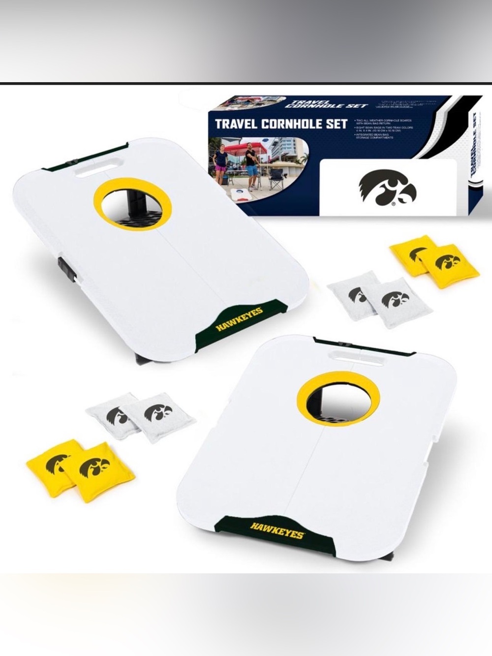 Travel Cornhole Set Portable All-Weather Lawn Game w/ 8 Bean Bags⁠